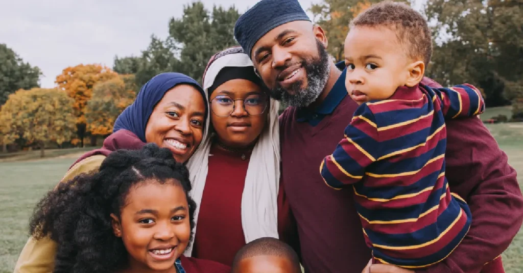 Browndages founders with their family enjoying outdoor time together in autumn