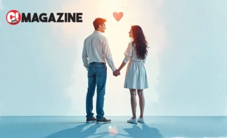 Couple holding hands with symbolic partner swap illustration – checwifeswap concept