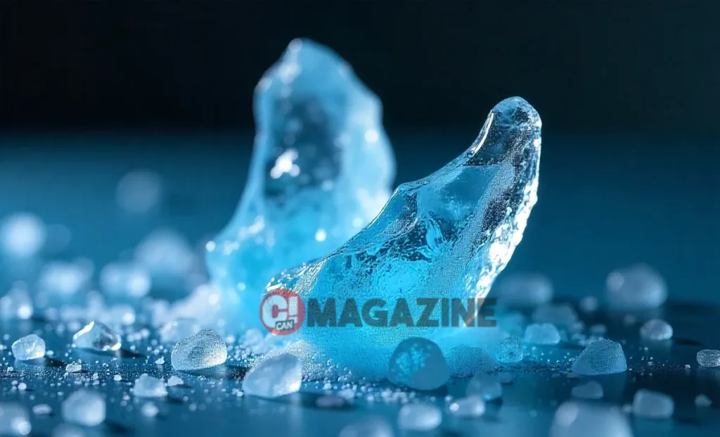 Iceporncasting mold with frozen water being used to create an artistic sculpture using the resin casting technique