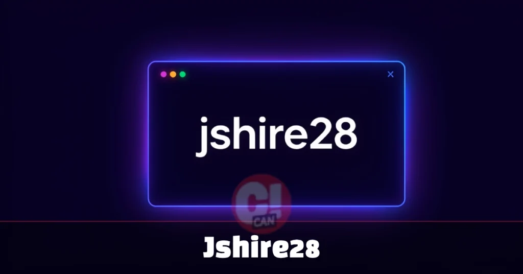 jshire28 username displayed on a dark digital background with glowing neon lines representing online identity and personal branding.