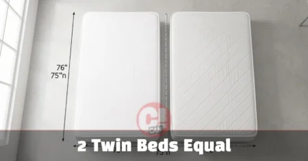 2 twin beds equal king size width shown with two white mattresses side by side with measurements