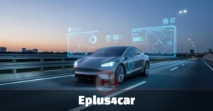 eplus4car electric vehicle with digital connectivity and real-time battery diagnostics on smart road