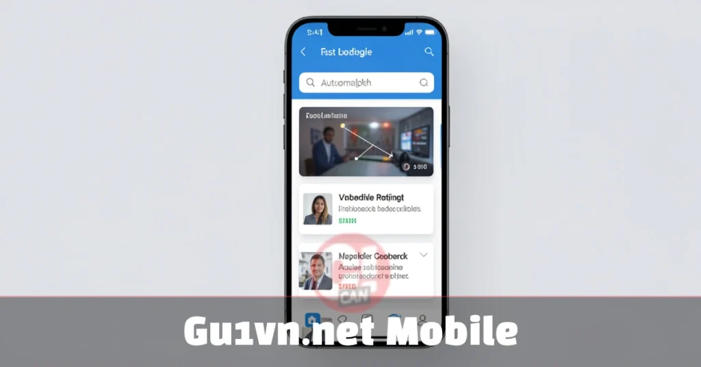 gu1vn.net mobile interface displayed on a smartphone showing responsive design, navigation menu, and fast-loading mobile content cards.