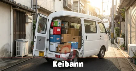 Keibann Vans: Japan’s Smartest Small Business Vehicle Keibann van on urban street with open rear door showing cargo space — compact Japanese light-duty delivery vehicle for business.