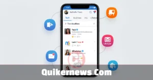 Quikernews com mobile news feed interface showing tech and lifestyle categories