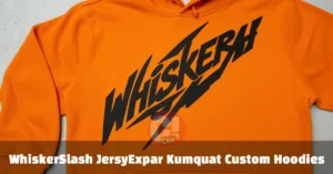 whiskerslash jersyexpar kumquat custom hoodies flat-lay in orange with diagonal graphic print