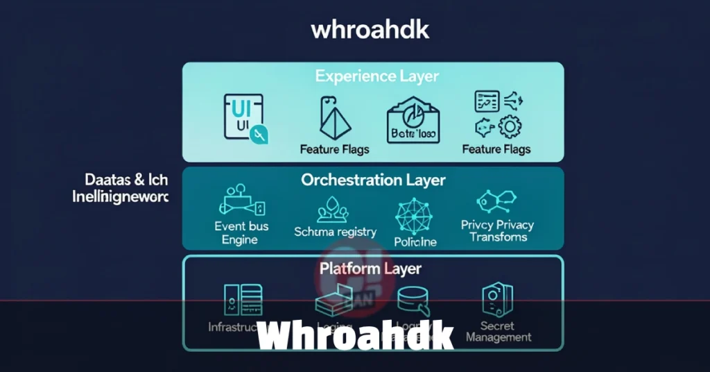 whroahdk framework architecture diagram showing modular layers for privacy-first digital system design used in 2026 tech teams.